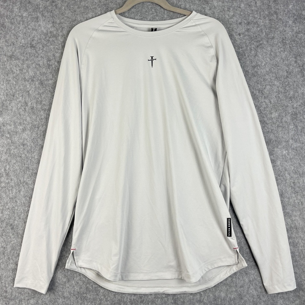 Three Nails Long Sleeve Base Layer Mens Medium Gray Performance Breathable